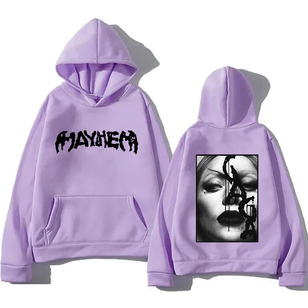 Lady Gaga Mode Kapuzenpullover Lady Gaga MAYHEM Cross Cutoff Print Sweatshirt Herbst Retro Mit Kapuze Kleidung Unisex Locker Streetwear