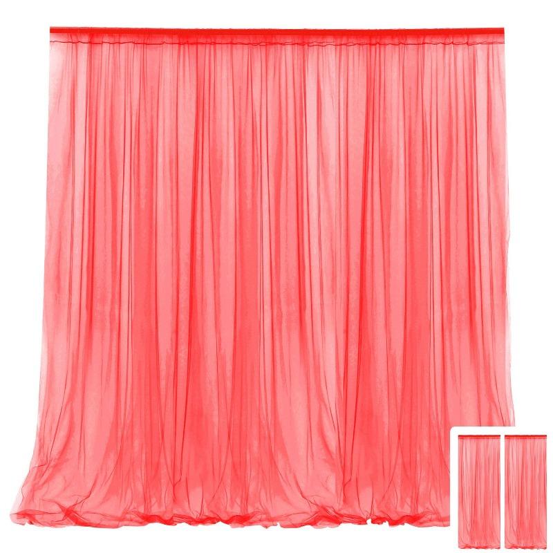 

1/2pcs Multi-Color Tulle Backdrop Curtains Decoration Single Layer Sheer Voile Backdrop Curtain for Birthday Party Baby Shower 1pcs-160x215cm&Rod Pocket