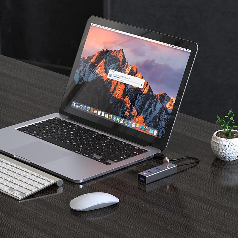 Biaz USB 3.0 de Alta Velocidad 4 Puertos Hub de Aluminio HUB21 - Gris