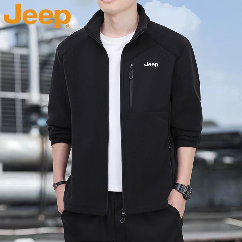 Jeep Men's Thickened Fleece Outdoor Stand Collar Jacket