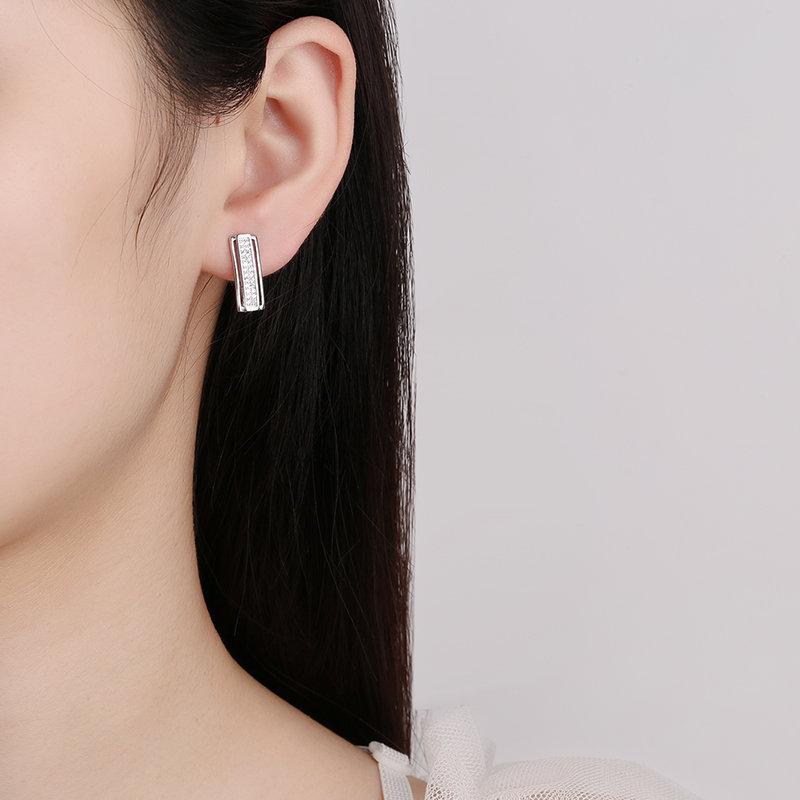 925 Sterling Silver Earrings For Women Round Zircon Earrings Sparkling Party Wedding Jewelry Gift Accessories