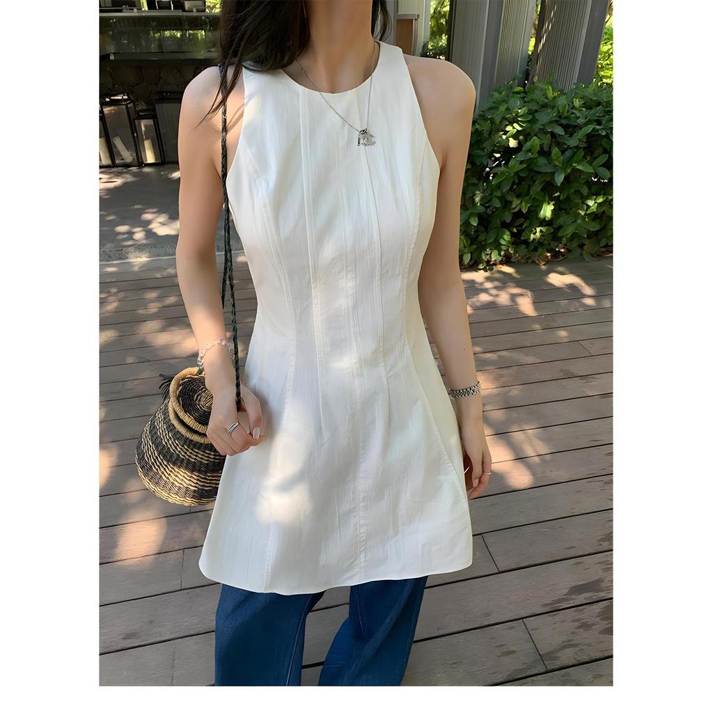 Vest dress girly temperament waist thin sleeveless a word short skirt women's summer casual elegance