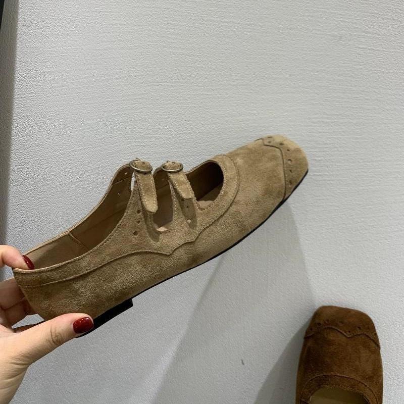 Cowhide version brown retro square head Mary Jane shoes women's 2025 new Korean version French shallow mouth single shoes women's shoes