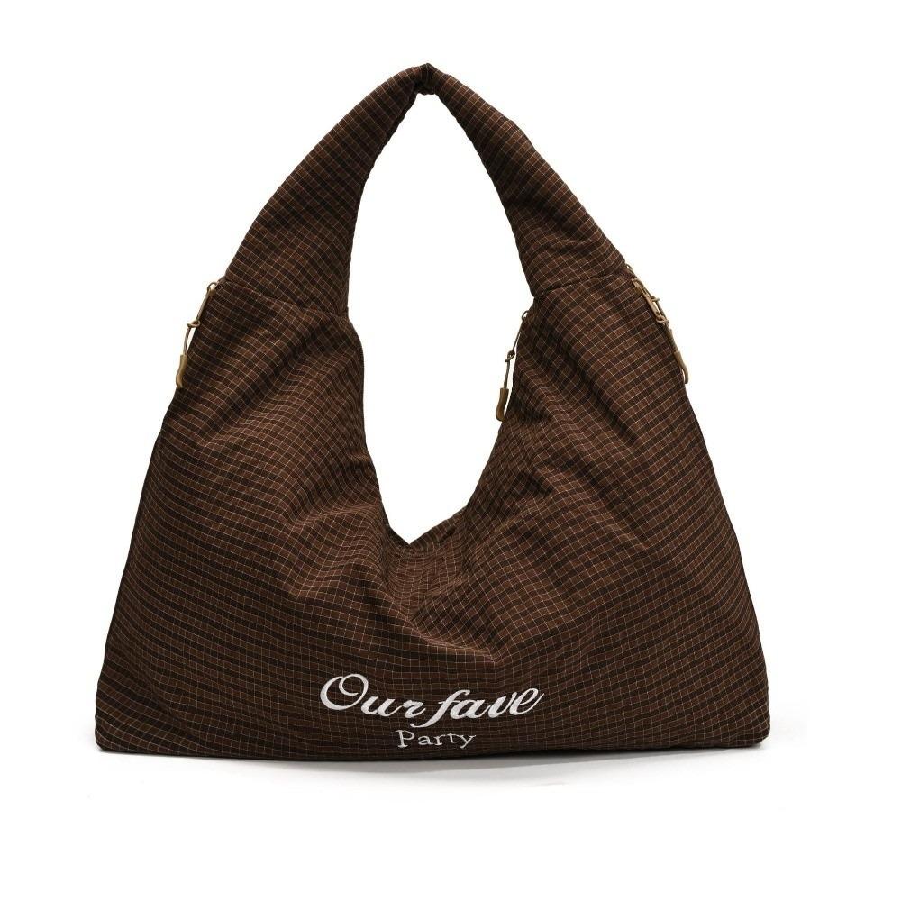

Letter Plaid Shoulder Bag Japanese Women s Handbag Fashion Overlarge Tote Bag Ladies коричневий