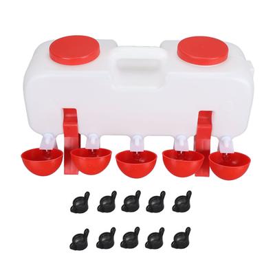 Chicken Waterer 10L Large Capacity Top Fill Poultry Water Feeder with 10 Water Cups for Duck Goose
