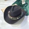 Cowboy Straw Hat Women's Summer Travel Visor Year New Ethnic Style Jazz Hat Big Brim Beach Hat