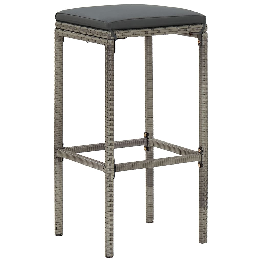 3 Piece Outdoor Bar Set Gray Solid Acacia Wood and Poly Rattan
