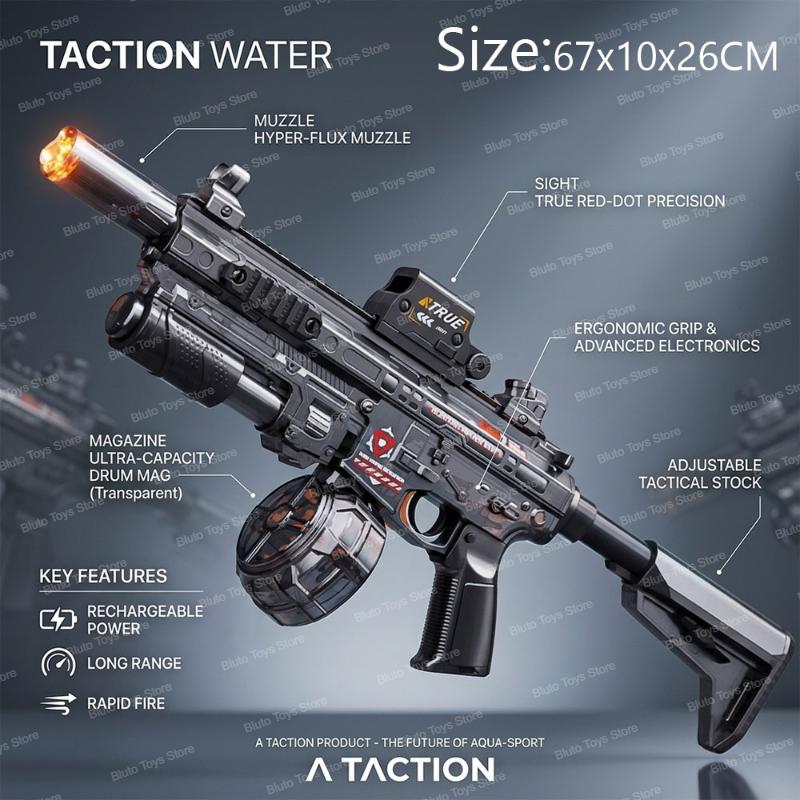 Simulated Firing and Recoil Electric Water Gun Toys Children Automatic Sensor Lights Water Pistol Outdoor Beach Kids Toy Gift