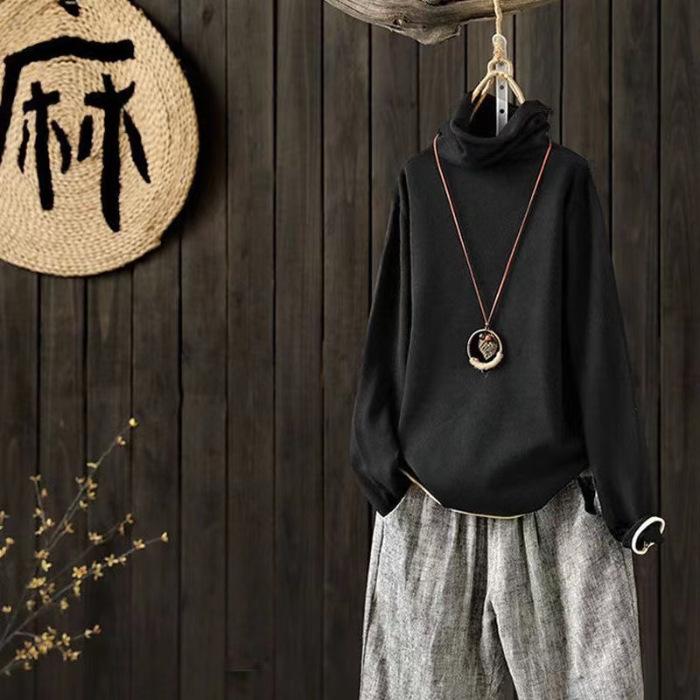 

Женская футболка свободного кроя из бархата с воротником-стойкой осень-зима и двухсторонним немецким бархатом S чёрный