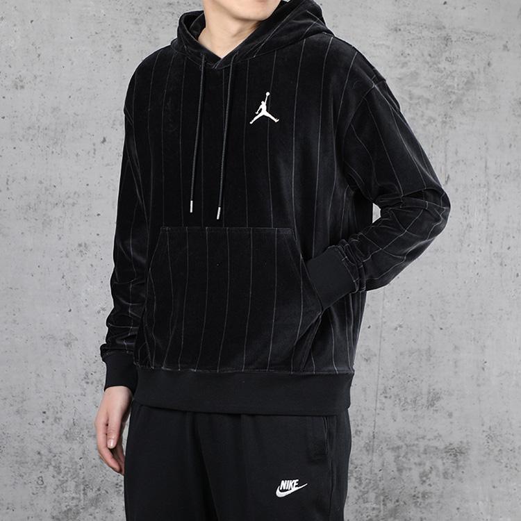Jordan Air Fleece Hoodie With Vertical Stripes Men Hoodie Black CD5740-010