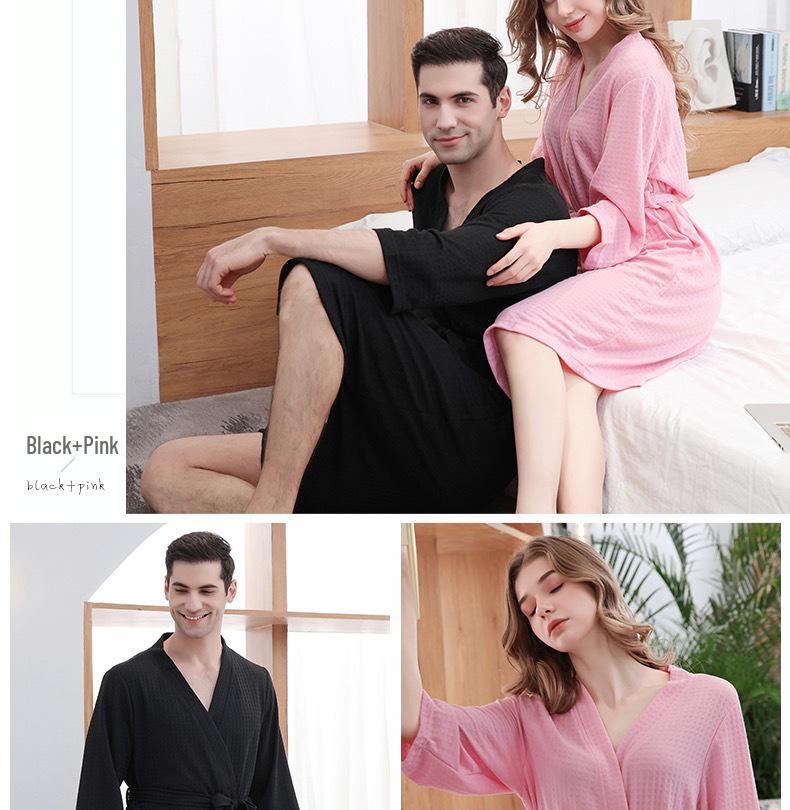 Women's Spring/Summer Japanese & Korean Waffle Thin Bathrobe: Absorbent, Loose Yukata Style