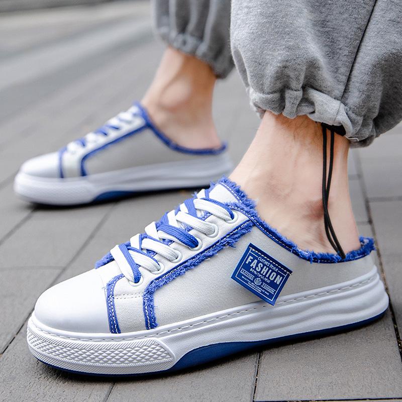 

2025 осень новые мужские туфли сандалии корейская версия сумка голова шлепанцы мужская мода тренд холст платформа дышащая обувь 44