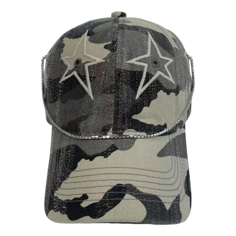 

Rhinestones Chain Baseball Hat Sun Hat Outdoor Hat Curved Brimmed Style for Dad Exercise Baseball Hat Headwear бежевий