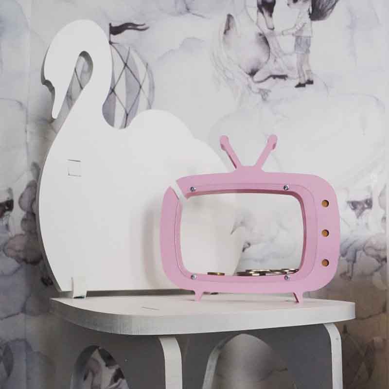 Wooden TV Money Boxes Ins Nordic Piggy Bank Wood Money Cans Toys For Kids Children Living Room Decoration Candy Color