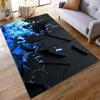 "Modern Abstract Rug With Blue Flame Effect On Black Hexagonal Design" Suitable for Use As an Anti-slip for Living Room Bedroom Sofas