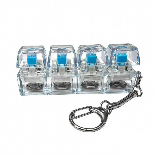 1/2 Stück 4-Tasten Fidget-Tastatur-Spielzeug mit Licht Stressabbau Transparente Kappe Tastatur Finger-Clicker Schlüsselanhänger Dekompressionsknopf Sensorisches Spielzeug