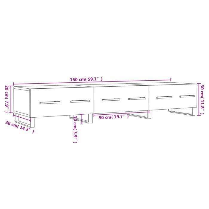 VidaXL Meuble TV gris béton 150x36x30 cm bois d'ingénierie 829176