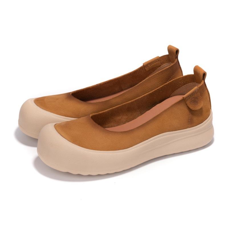 Spring and Summer New Handmade Leather Single Shoes Women's Shallow Cowhide One-pedal Round Head Casual Women's Shoes