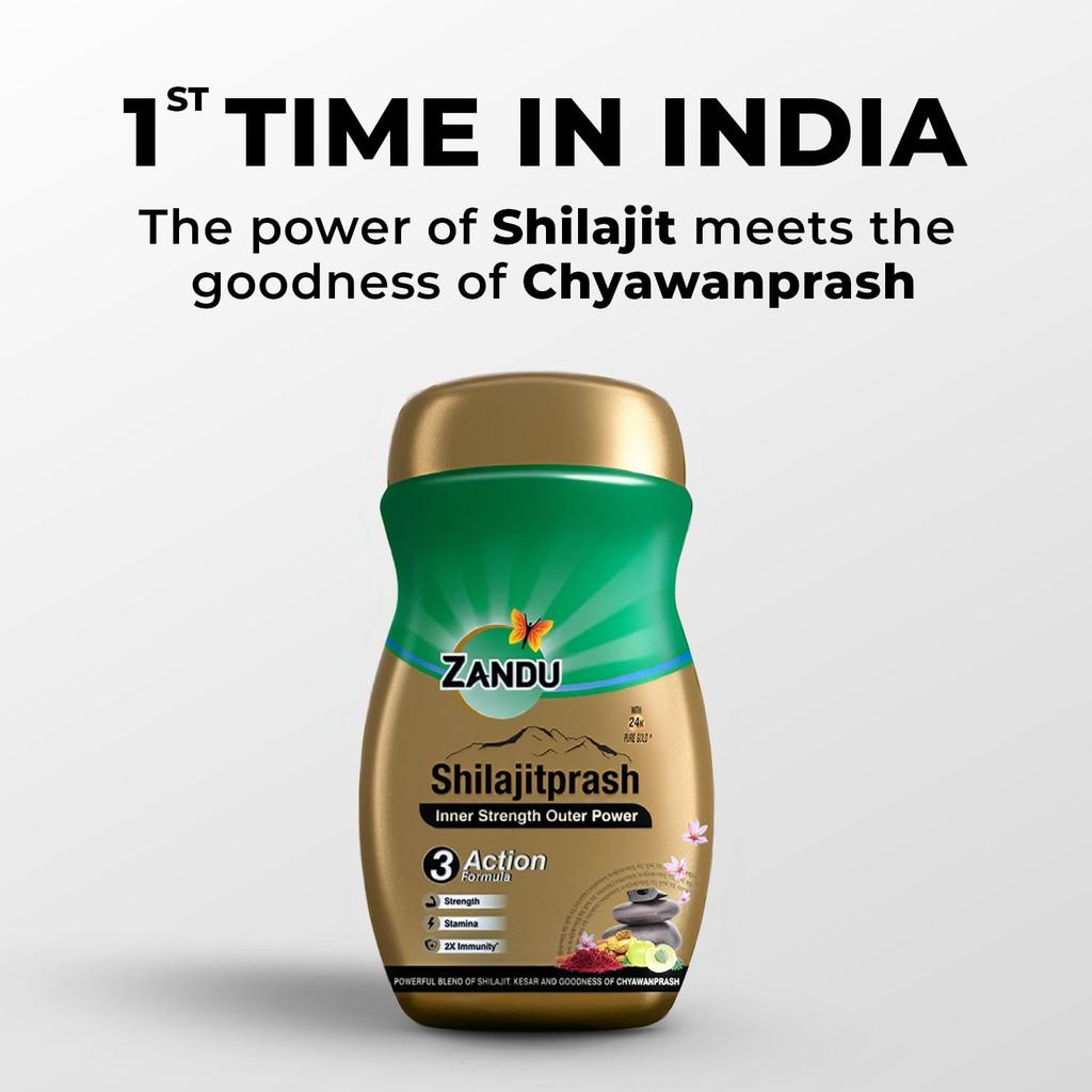 Zandu Shilajitprash Ayurvedic Wellness Paste With 2X Shilajit, Chyawanprash Blend, 24K Gold Bhasma & 47 Herbs For Daily Vitality Support 900 g