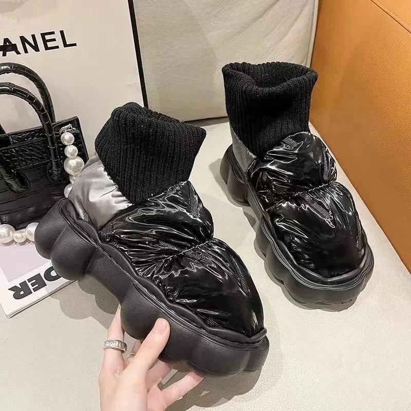 

2022 новые стильные зимние мужские пушистые высокие зимние ботинки, модные женские хлопковые тапочки, водонепроницаемые домашние и уличные тапочки 45 чёрный