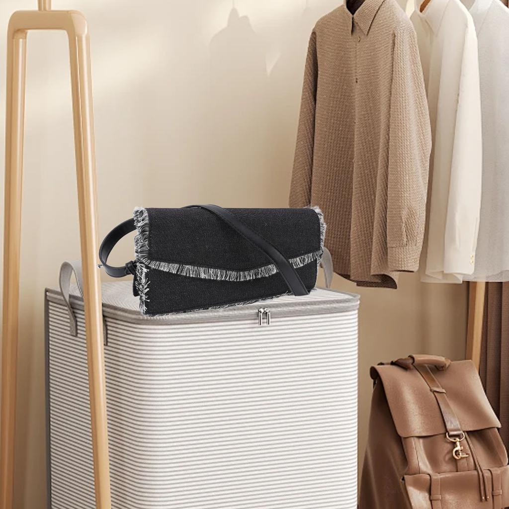 Underarm Bag Simple Stylish Shoulder Bag Ample Storage Space Fringe Handbag for Daily Outings