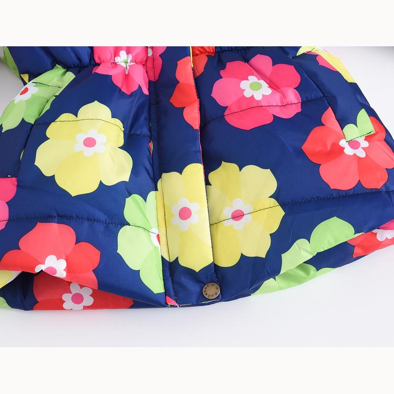 Autumn and Winter Children's Cotton Jacket Boys and Girls Fashion Printing Cartoon Big Boy Long Section Hair Collar Hooded Cotton Coat Jacket