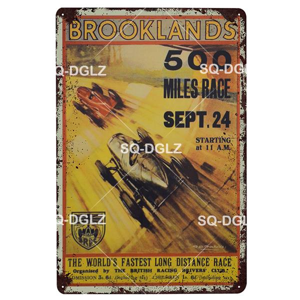 Brooklands Plaque Metal Sign Vintage Bar Decor Tin Sign Vintage Pub Bar Decor Metal Metalen Borden Racing Poster Plate