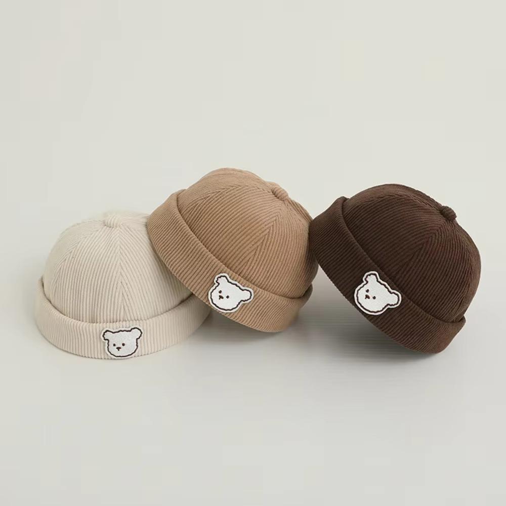 Corduroy Brimless Hat Solid Color Kids Cap Vintage Dome Beanie Autumn Winter