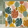 Smaragdgrüner Blatt-Duschvorhang, Moderner Abstrakter Palmenblatt-Tropischer Monstera-Badezimmervorhang Heimdekoration Mit Haken