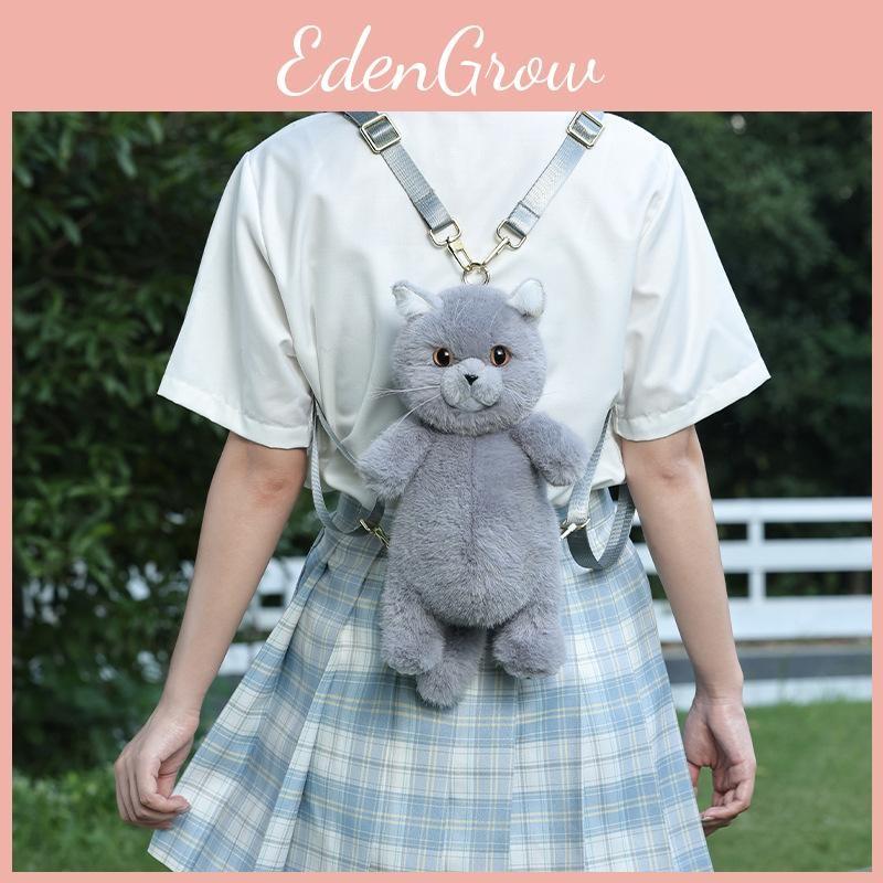 Blues British Plush Animal Cat Backpack Schoolbag Realistic Purse Bag Travel