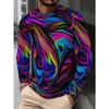 Herren Trendy Bunter Abstraktes Muster Rundhals Langarm T-Shirt Lässiges Mode Basis Layer Vielseitiges Herbst Top