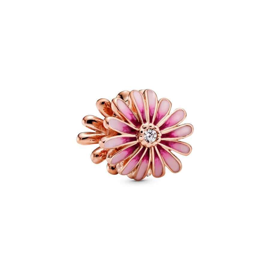 Plated Rose Gold Sparkling Pink Air Balloon & Levelled Heart Charm Bead Fit Original Sier Bracelet DIY Jewelry