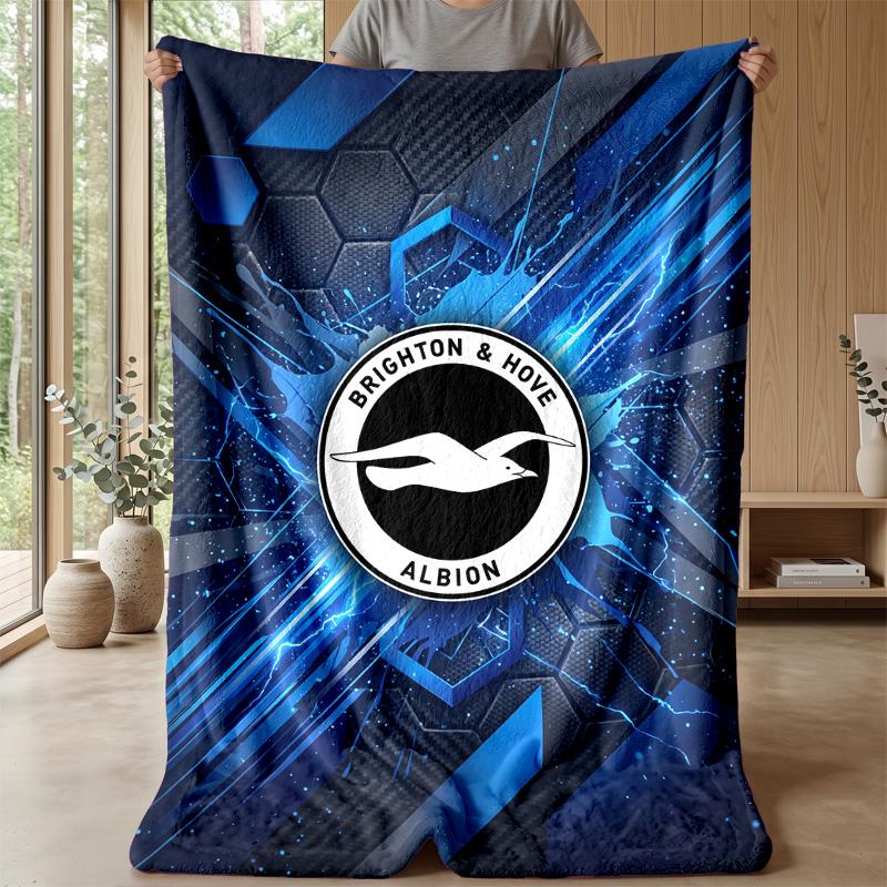Coperta in Flanella con Stampa Calcio Brighton & Hove Albion, Coperta Morbida Calda Leggera per Divano Letto Campeggio
