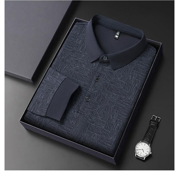 Long Sleeve Men s Autumn Minimalist Lapel Collar Versatile Polo Shirt M