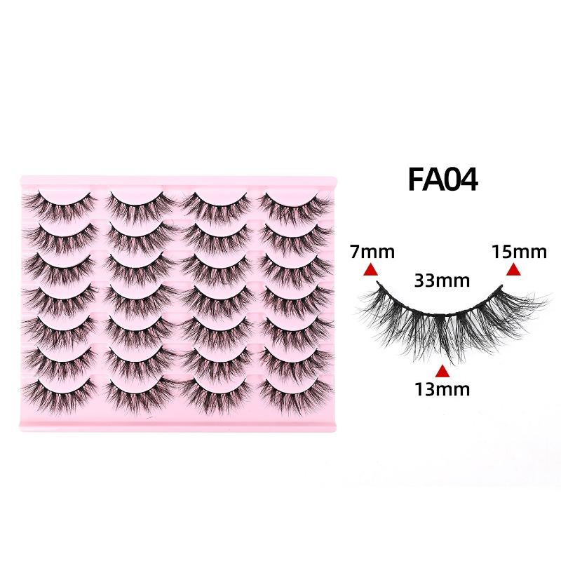 Cross-border European and American Style Flared Lashes, 14 Pairs of Thick, Curled, Naturally Three-dimensional One-piece Lashes