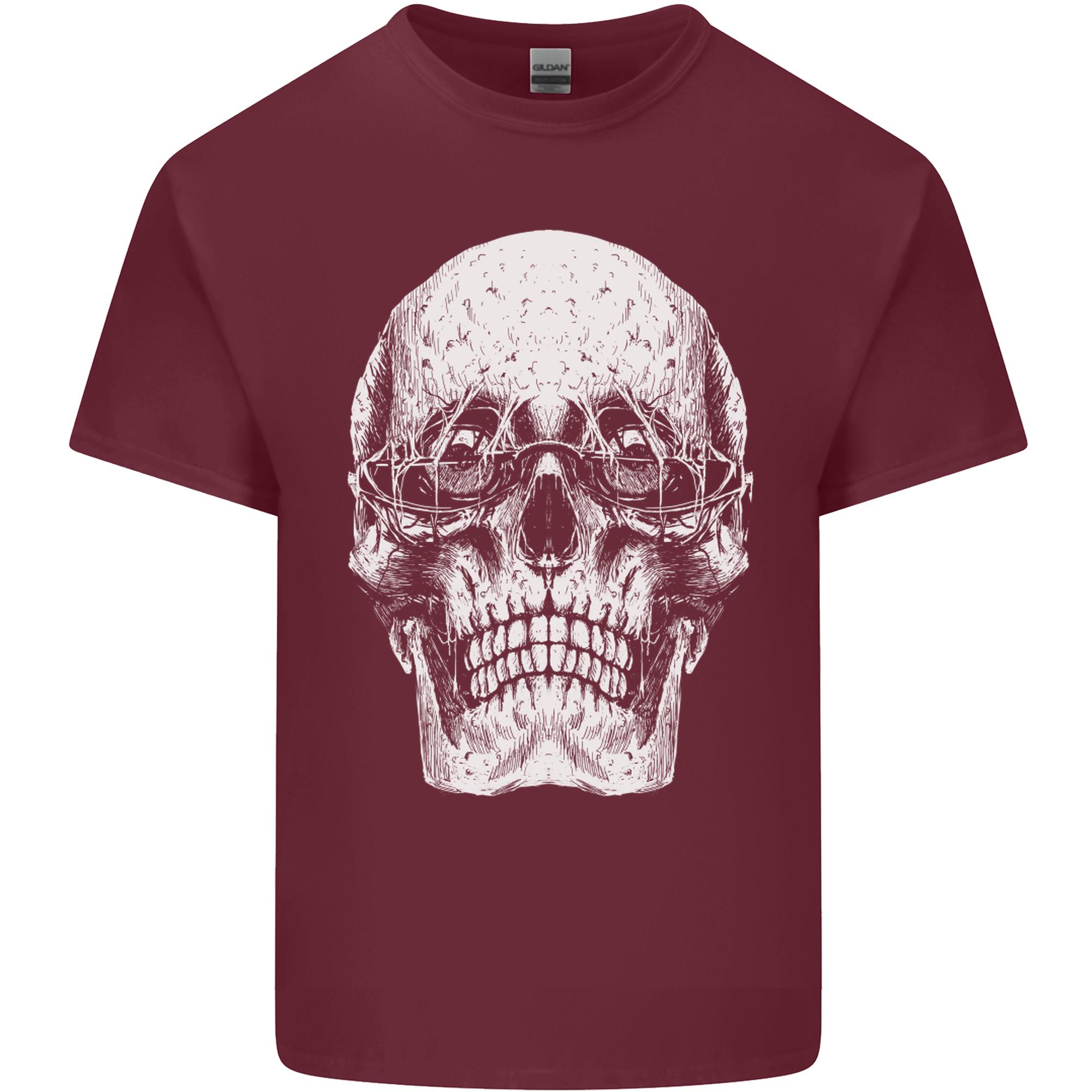 Old Unisex Skull With Glasses Gothic Biker Unisexs Light Cotton TShirt S