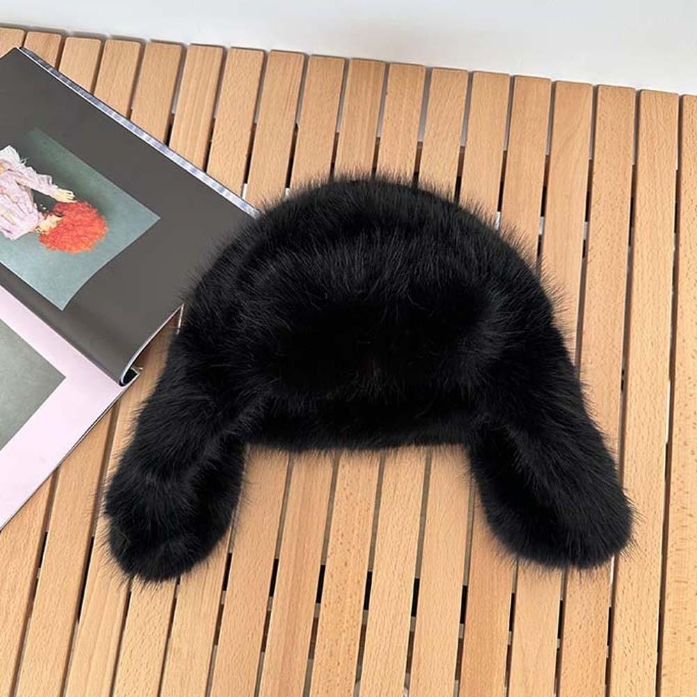 Warmer Men Women Pilot Hat Solid Color Ear Protection Hat Lamb Fur Cap Faux Fur Pilot Cap  Men