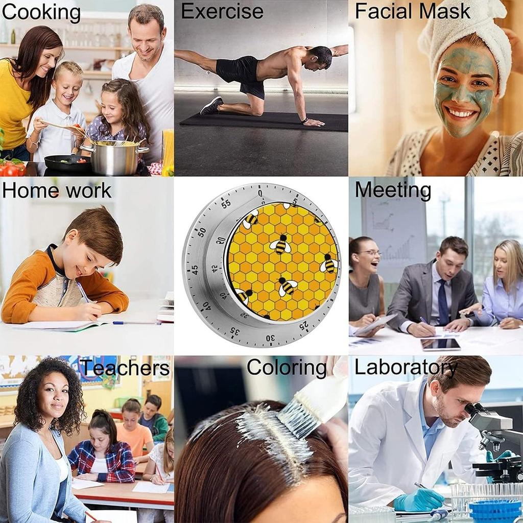Honey Bees Kitchen Timer Magnetic Backing Timer Clock for Kitchen Cooking Work