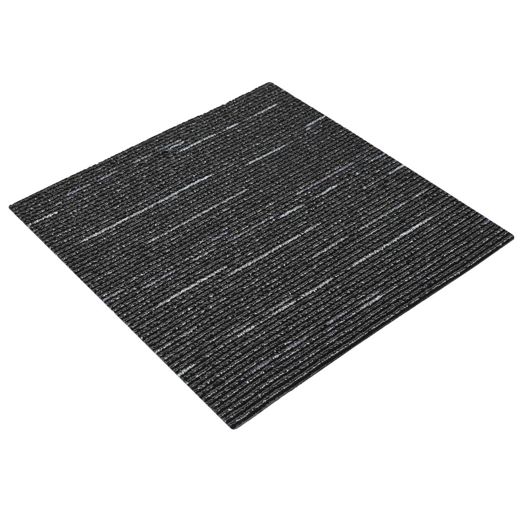 Striped Black Carpet Tile 50 x 50 cm 4 pcs PP and Bitumen