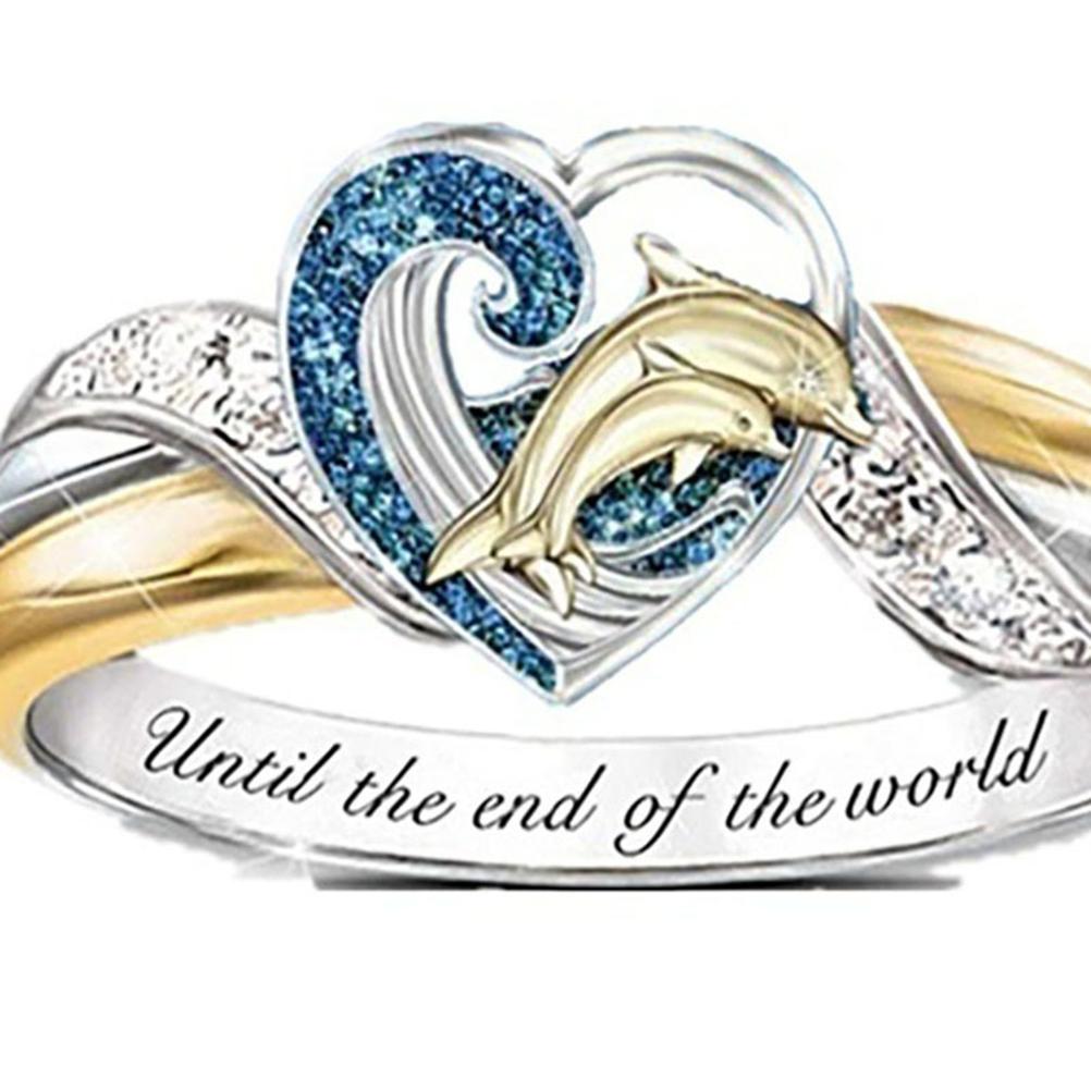 Dolphin Ring Until the End of the World Inlaid Ring Jewelry Gift for Mother s Day