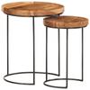 Day and Night - Day and Night Coffee Table Set 2 Pcs Solid Acacia Wood and Steel