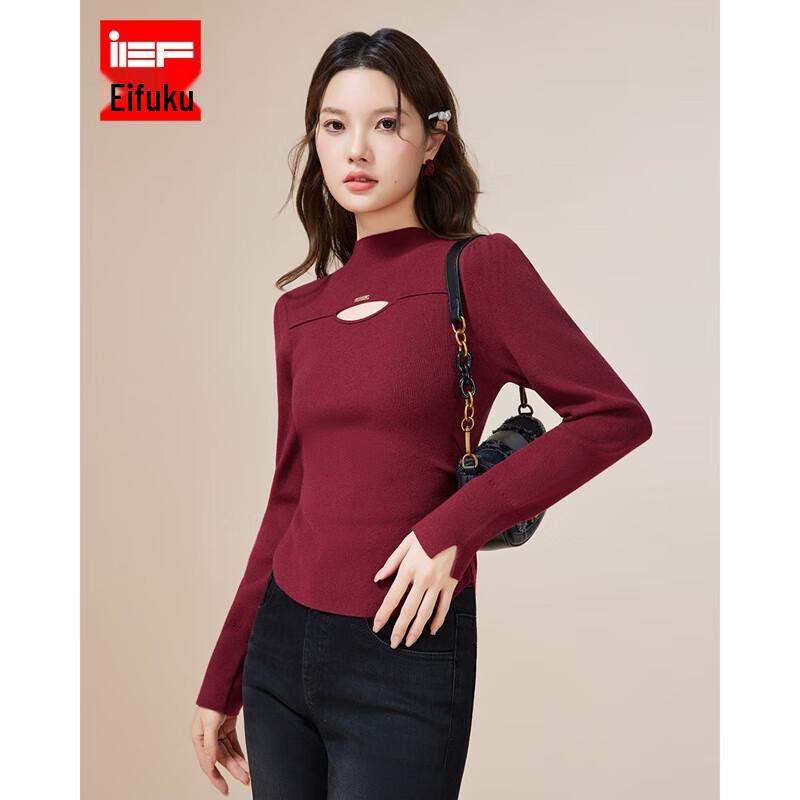 IEF Women s 2025 Autumn/Winter Hollow-Out Knit Base Top One Size
