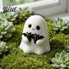 Ghost Sculpture for Window Display Halloween Figurine Cute White Statue with Bats Spooky Desk Decor Resin Ornament Home Mantel Tabletop Funny