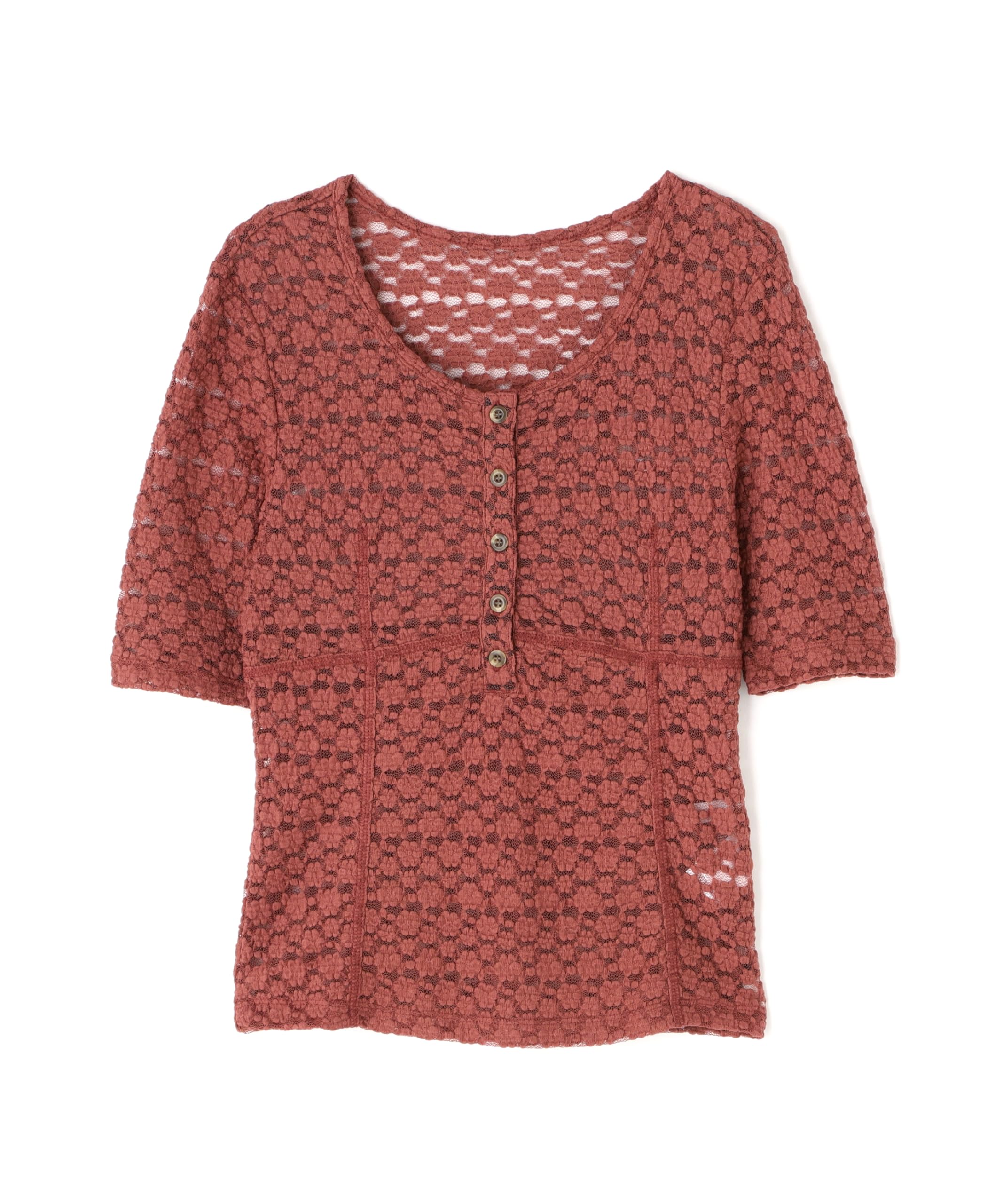 

Beauty Henley Neck Lace Top [Natural Basic]