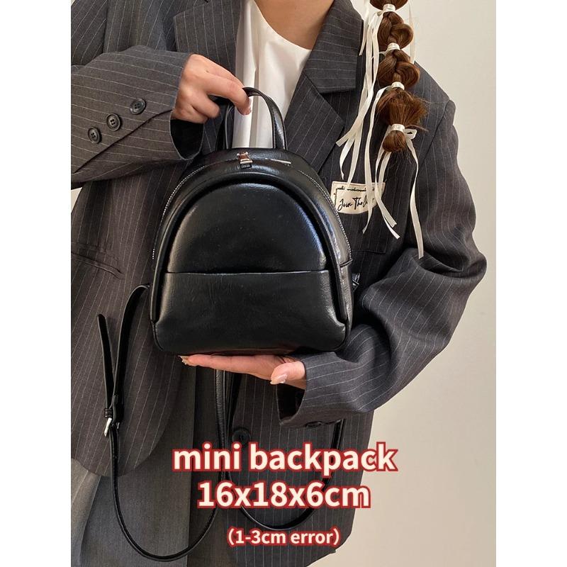 Solid Color Ladies Mini Backpack Fashi Pu Leather Women's Double Shoulder Bag Simple Casual Female Small Handbags Purse Tote