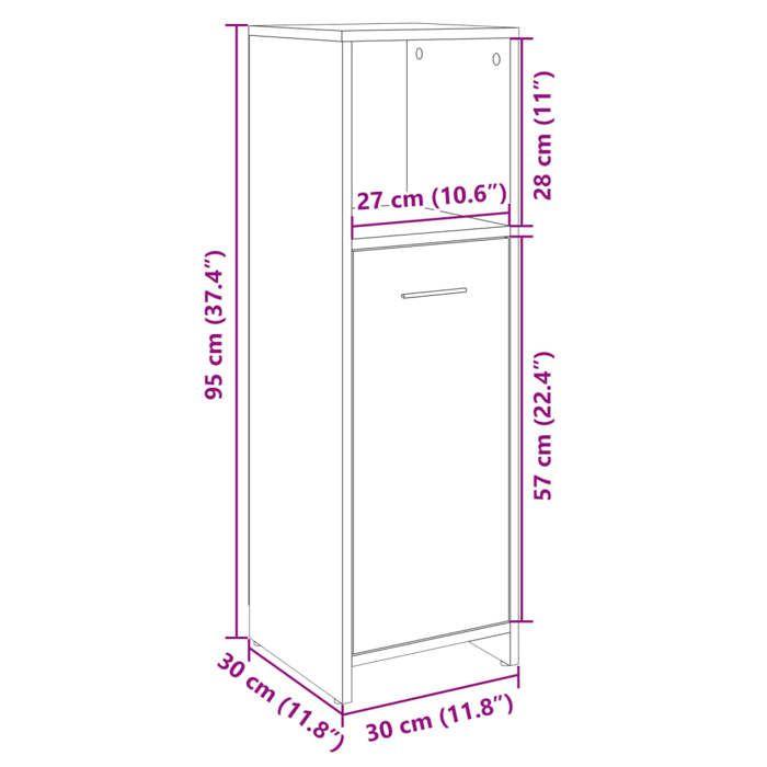 VidaXL Armoire de salle de bain Chêne sonoma 30x30x95 cm Aggloméré, armoire, armoire de rangement, étagère de buanderie, 849601