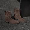 Retro temperament fashion sleeve two wear square head short boots women's belt buckle thick heel bundle fashion Martin boots