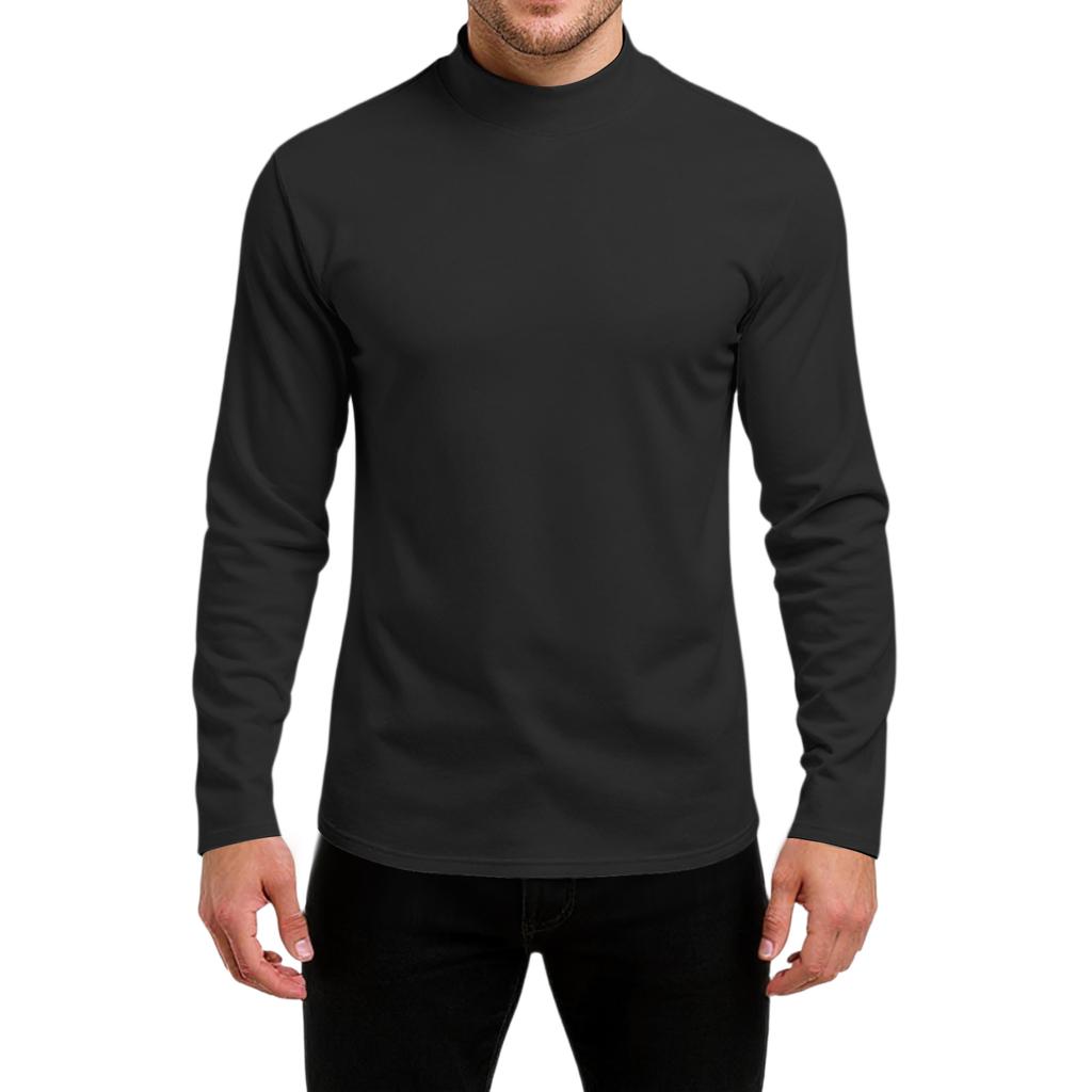 Men's Slim-Fit Casual  Neck Knit Long Sleeve Base Layer Top