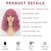 XINRAN Women Fashion Light Purple Shoulder Length Natural Wavy Wig with Bangs Synthetic Fiber Short Wavy Wig Cosplay Daily Wear