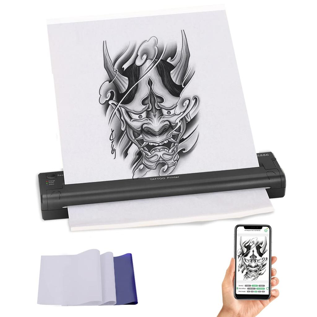 ATS886 Mini Wireless Tattoo Printer Machine Bluetooth Pattern Tattoo Transfer Printer Plastic Tattoo Stencil Thermal Copier